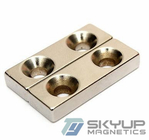 Hot Sale Block supper strong permanent Rare earth NdFeB Magnets with counter sunk hole for door catch ,seperators